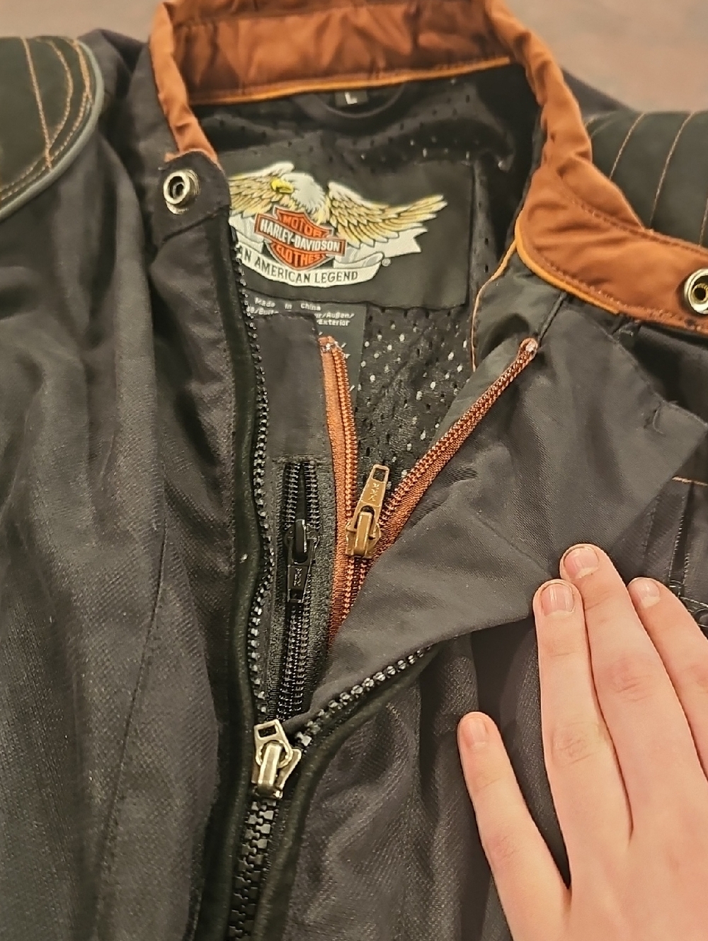 Q Womens Black And Orange Harley Davidson Jacket - Picture 5 of 14
